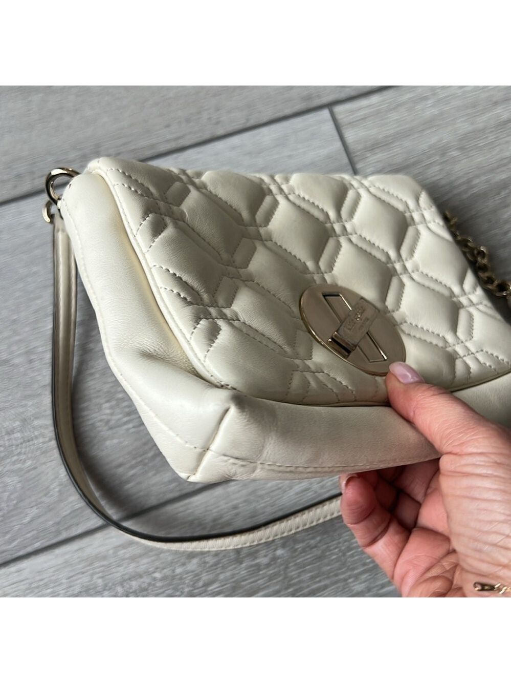 Kate Spade Astor Court Naomi Quilted Cream Crossbody chain strap Bag - Picture 11 of 12